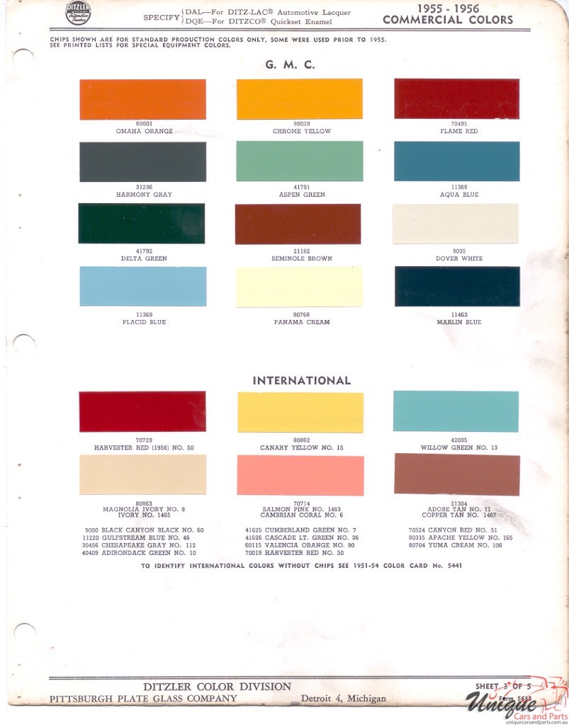 1955 GMC Paint Charts PPG